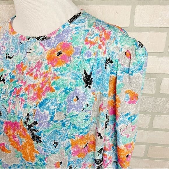 Vintage Michelle Stuart Pastel Floral Top M21 - Picture 3 of 7